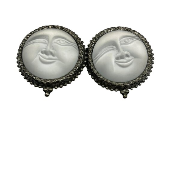 Extremely Rare Vintage DONCASTER Winking Moonface Clip On Earrings - Picture 5 of 10